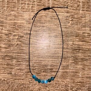 NWOT Black String Bracelet with Blue Beads